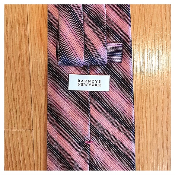 Barneys New York Tie with Pink and Purple Stripes - Picture 3 of 4